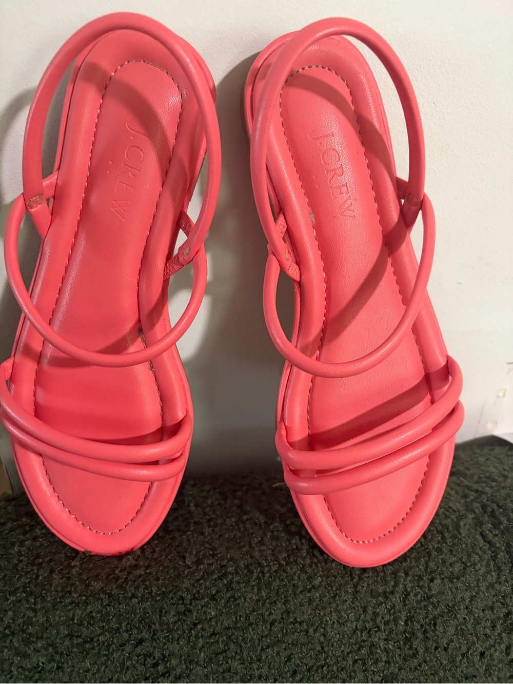 J. Crew Bright Coral Tubular Strap Sandals
